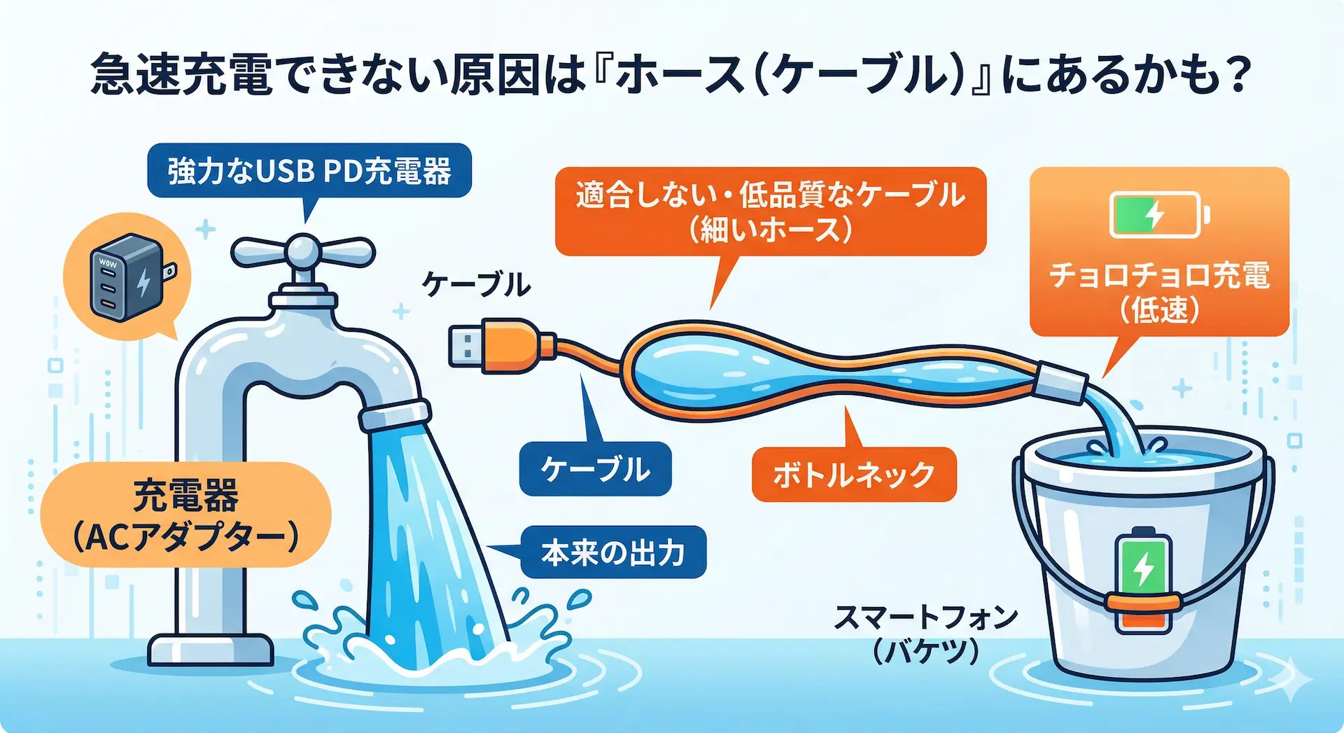 急速充電できない理由はケーブルにある?